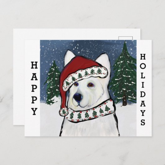 白いドイツの羊飼い ポストカード (正面/裏面)