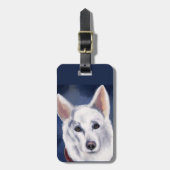 白いドイツの羊飼い ラゲッジタグ (正面縦)