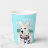 白いドイツの羊飼い 紙コップ (裏面)