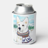 白いドイツの羊飼い 缶クーラー (缶正面)