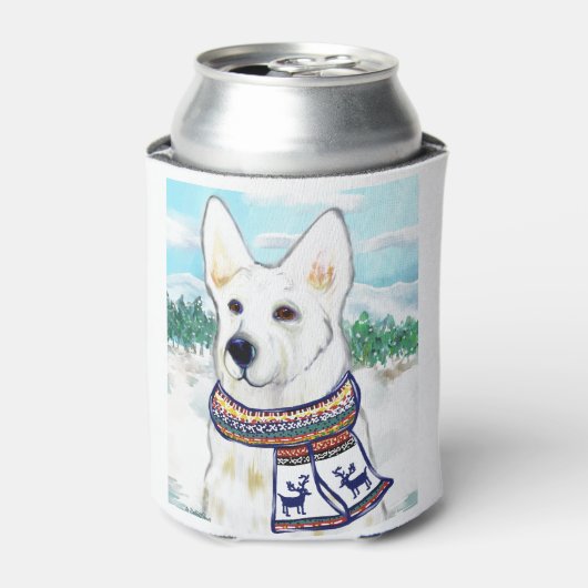 白いドイツの羊飼い 缶クーラー (缶正面)