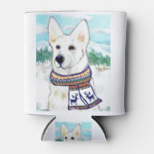 白いドイツの羊飼い 缶クーラー (正面)