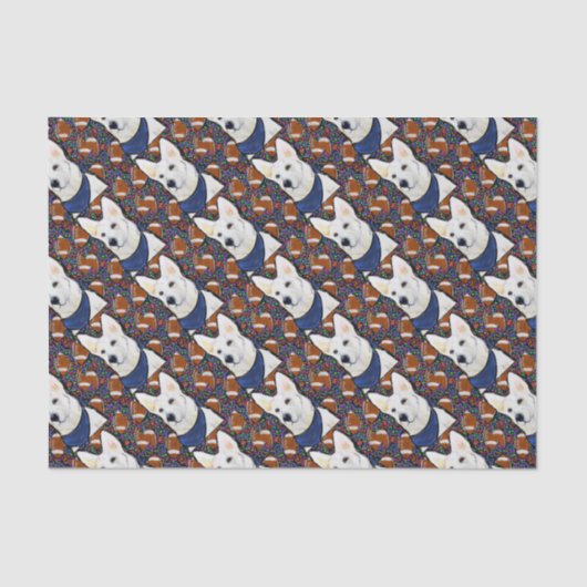 白いドイツの羊飼い 薄葉紙 (正面)