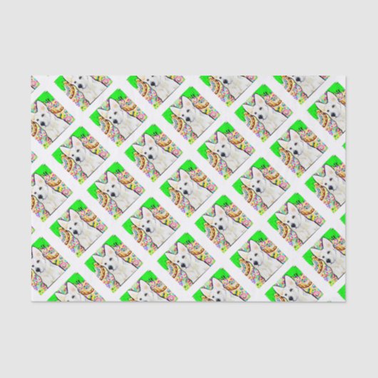 白いドイツの羊飼きらきら光るい 薄葉紙 (正面)