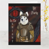 白いドイツシェパード カード (黄色い花)