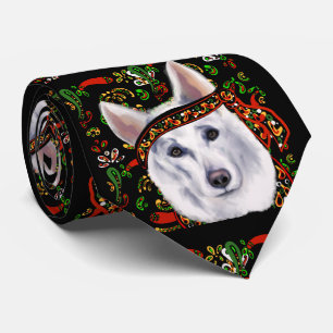 白いドイツ牧羊犬 メキシコ ネクタイ