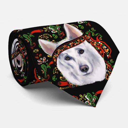 白いドイツ牧羊犬　メキシコ ネクタイ (ロール)