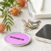 白いドットのピンクのパターン キーホルダー (側面)