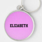 白いドットのピンクのパターン キーホルダー (正面)