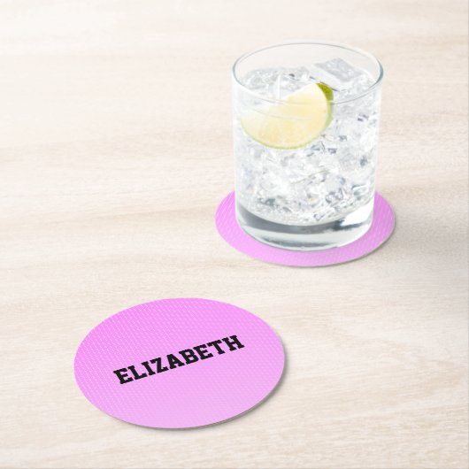 白いドットのピンクのパターン ラウンドペーパーコースター (インサイチュ)