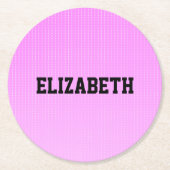 白いドットのピンクのパターン ラウンドペーパーコースター (正面)