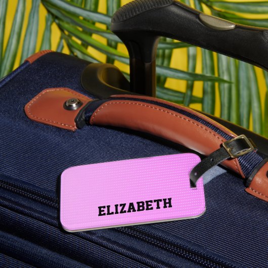 白いドットのピンクのパターン ラゲッジタグ (正面インサイチュ3)