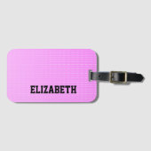 白いドットのピンクのパターン ラゲッジタグ (正面横)