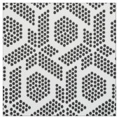 白いドットの幾何学的パターン上の黒 ファブリック (見本)