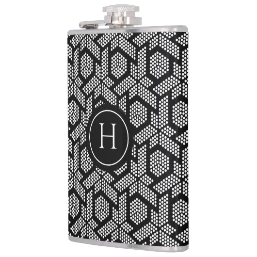 白いドットの幾何学的パターン フラスク (左)