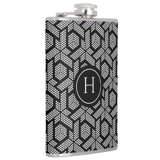 白いドットの幾何学的パターン フラスク (右)