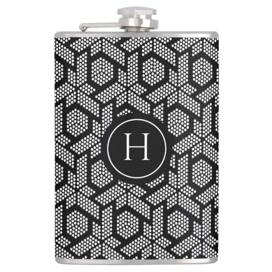 白いドットの幾何学的パターン フラスク (正面)