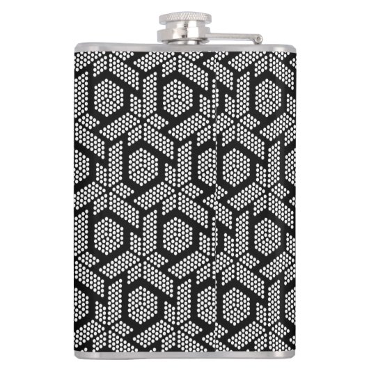 白いドットの幾何学的パターン フラスク (裏面)