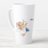 白いドライフラワーラテマグカップ カフェラテマグ (左アングル)