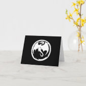 白いドラゴンの挨拶状(横の) カード (黄色い花)