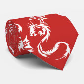 白いドラゴンの赤い首のタイ ネクタイ (ロール)