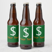 白いドル$記号の緑色のビール瓶のカスタマイズ ビールラベル (ボトル)