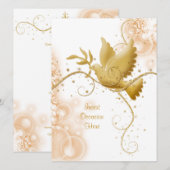 白いドレスが カトリックの結婚式で 渦を巻く 招待状 (正面/裏面)