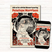 白いドレスと赤い花のブライダルシャワー 招待状