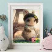 白いドレスのウサギエッフェルタワーパーソナライズされた ポスター