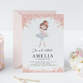 白いドレスのバレリーナの花の誕生日 招待状