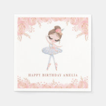 白いドレスのブラウンヘアのバレリーナのフラワー誕生日