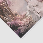 白いドレスの女性、ライラックの桜の肖像画アート 薄葉紙 (詳細)