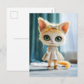 白いドレスの子猫（屋内） シーズンポストカード (正面/裏面)