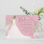 白いドレスを着た花嫁ブライダルティーシャワー 招待状 (スタンド正面)