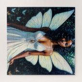 白いドレスを着た黒い女の絵を描妖精 ジグソーパズル (横)