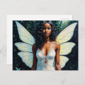 白いドレスを着た黒い肌の妖精の女性 ポストカード (正面/裏面)