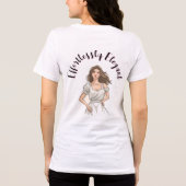 白いドレスを着エレガントた自信のある女性 トライブレンドTシャツ (裏面)