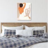 白いドレス、ニュートラルパステルの優雅な女性 キャンバスプリント (インサイチュ (寝室))