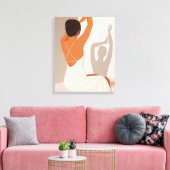 白いドレス、ニュートラルパステルの優雅な女性 キャンバスプリント (インサイチュ (リビング))