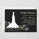 白いドレ結婚スが黒いブライダルシャワーに渦巻く 招待状 (正面)