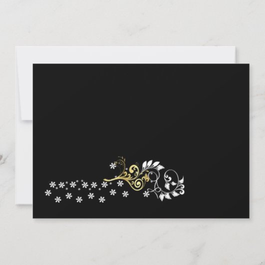 白いドレ結婚スが黒いブライダルシャワーに渦巻く 招待状 (裏面)