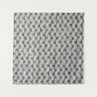 白いニットのウールのテクスチャ、クローズアップ写真。 タペストリー