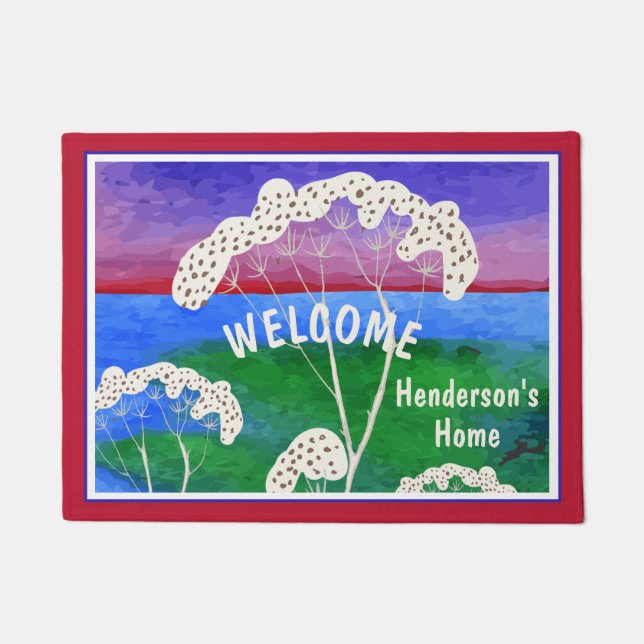 白いニレの木のカスタム書式 ドアマット (正面)