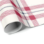白いネイビーの赤い手が可愛く引かれた農家の格子柄 ラッピングペーパー (ロールコーナー)