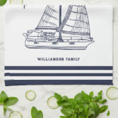 白いネイビーブルーの生活は湖で良い キッチンタオル (折り畳み)