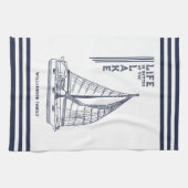 白いネイビーブルーの生活は湖で良い キッチンタオル (横)