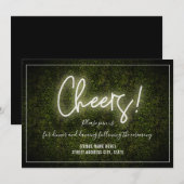 白いネオンのボックスウッド ウェディング レセプション 招待状 (正面/裏面)