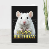 白いネズミのクローズアップの誕生日カード カード (正面)