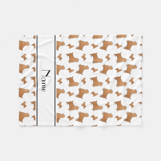 白いノリパーソナライズされたッジ・テリア犬の名前 フリースブランケット (正面(横))