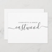 白いノートカードに黒のカップル名 ノートカード (正面/裏面)